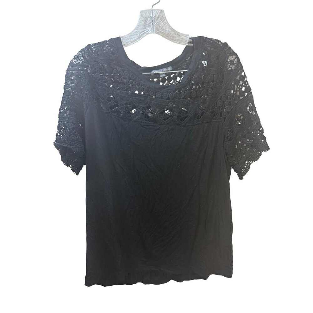 Threads 4 Thought‎ Black Lace Crochet Top